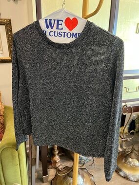 Divided Sparkle Black Metallic Long-Sleeve Top